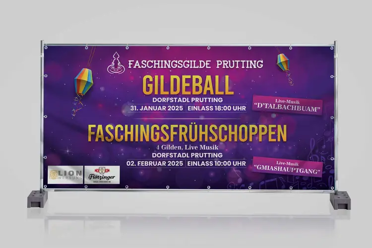 Faschingsgilde Prutting Bauzaunbanner